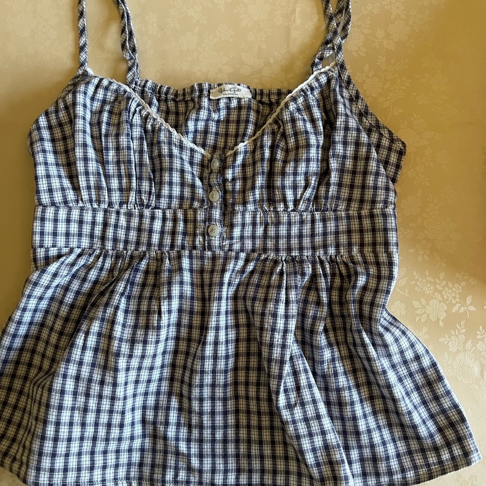 Blue and White Smocked Sleeveless Camisole